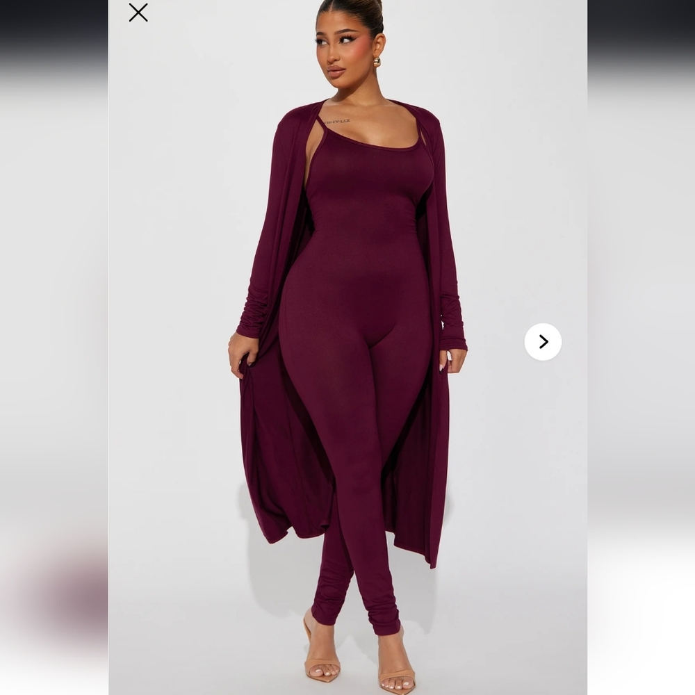 Fashion Nova 2pc Cardigan and Jumpsuit Set